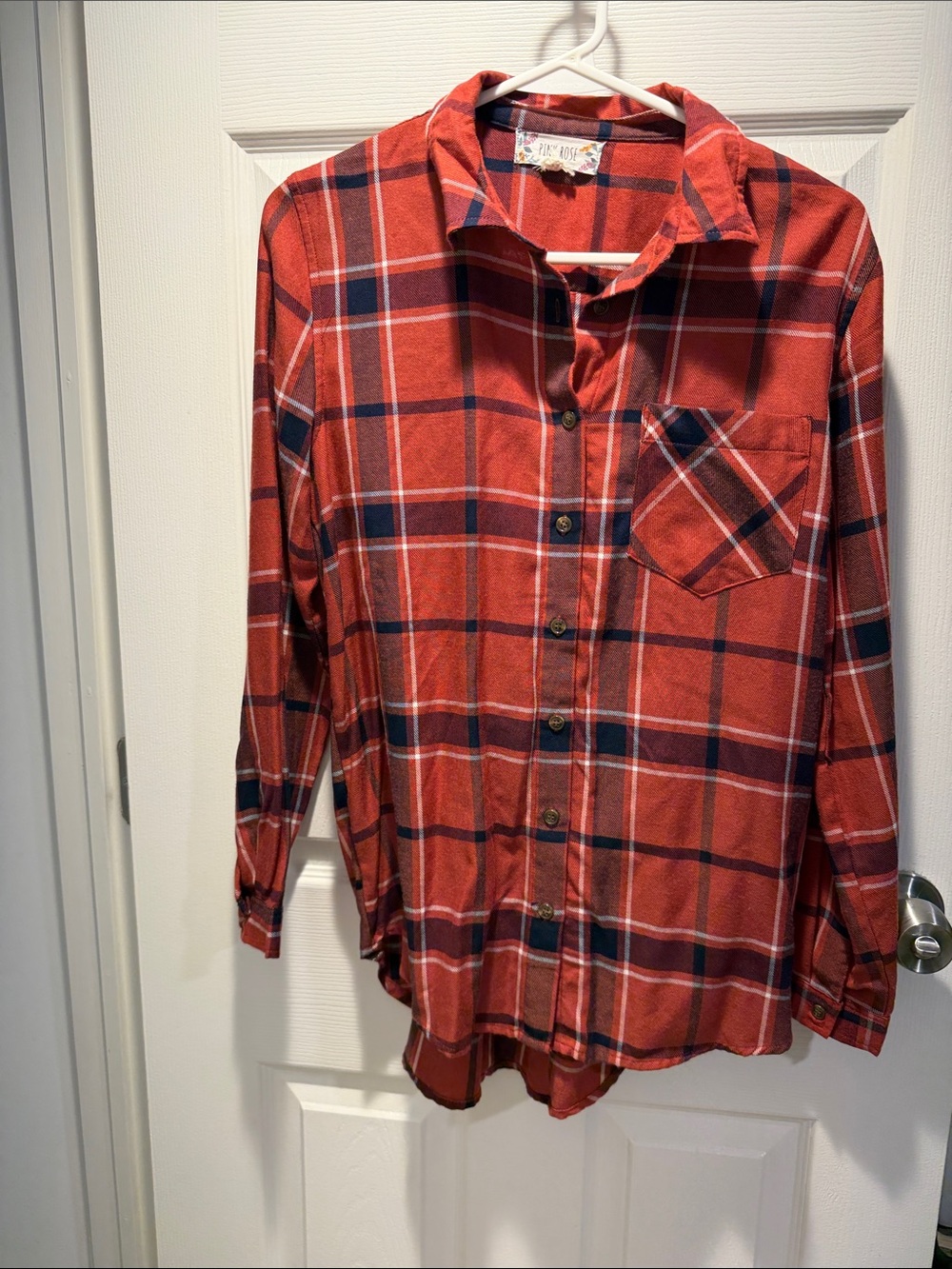 Pink Rose Red Plaid Button-Down Shirt